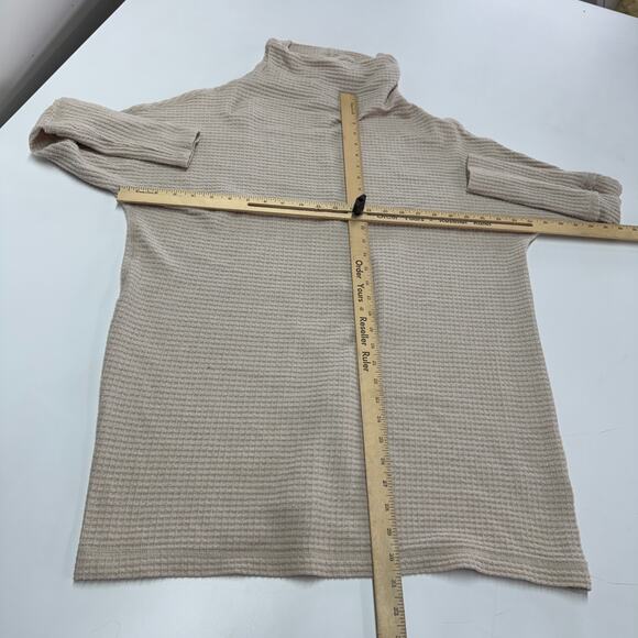 Free People Sweater Women Medium Cream Kitty Thermal Top Waffle Knit We the Free - Picture 8 of 10